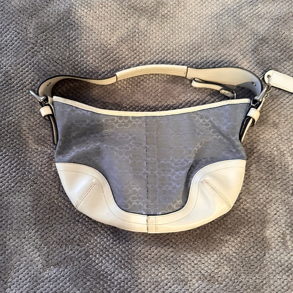 Coach smaller hobo blue and white bag!